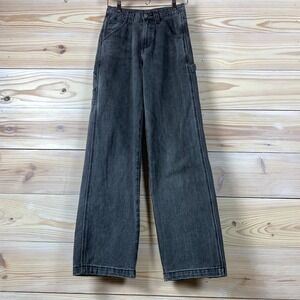 J Galt Jeans Small Carpenter Wide Leg Charcoal‎ Black Grunge
